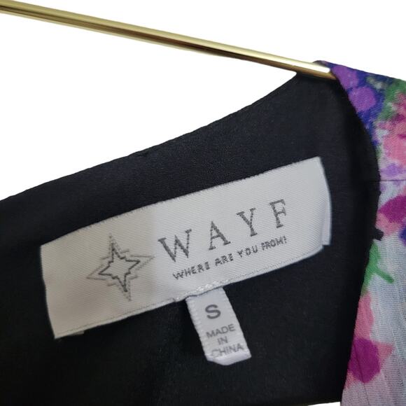 WAYF Mini Dress Sz Small S Spring Purple Floral Long Sleeve Flutter All over - Picture 4 of 11